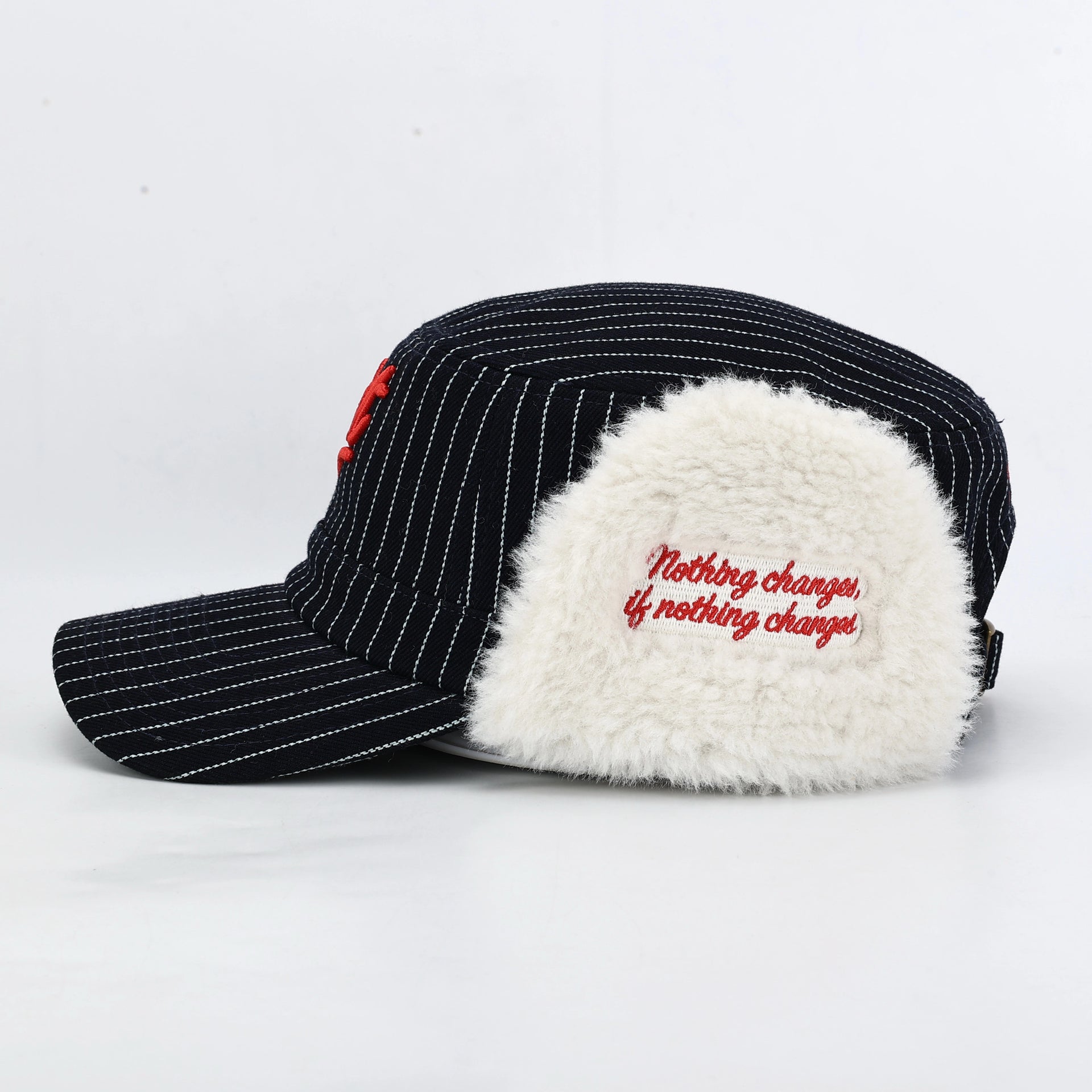 JAPANESE SELVAGE PINSTRIPE AVIATOR HAT